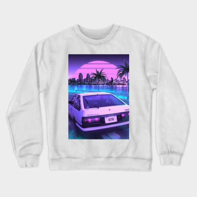 AE86 sunset Crewneck Sweatshirt by mrcatguys